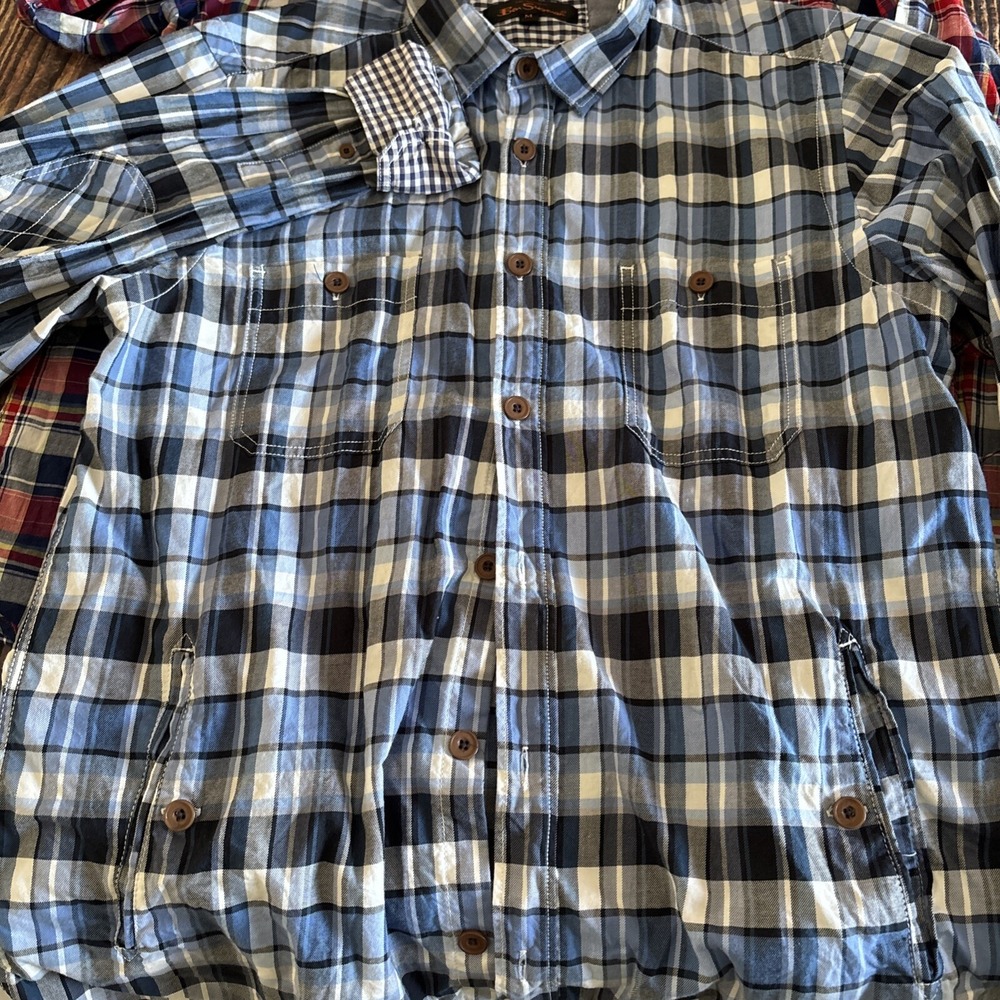 Ben Sherman Mens Multicolor Plaid Flip Cuff Button Up Shirts Size M Lot Of 2 - Picture 4 of 12